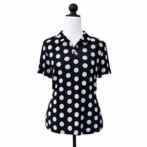 Liz Claiborne Black and White Polka Dot Button Down Shirt